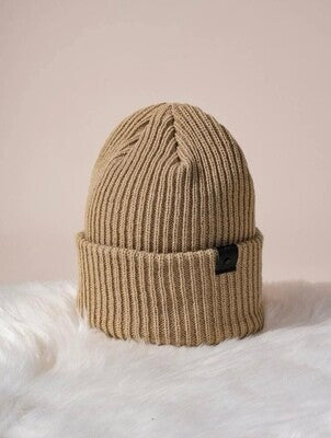 Beige Woven Beanie