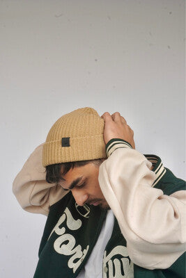 Beige Woven Beanie