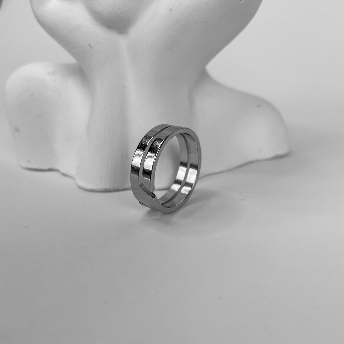 Silver Cutout Stainless Steel Ring