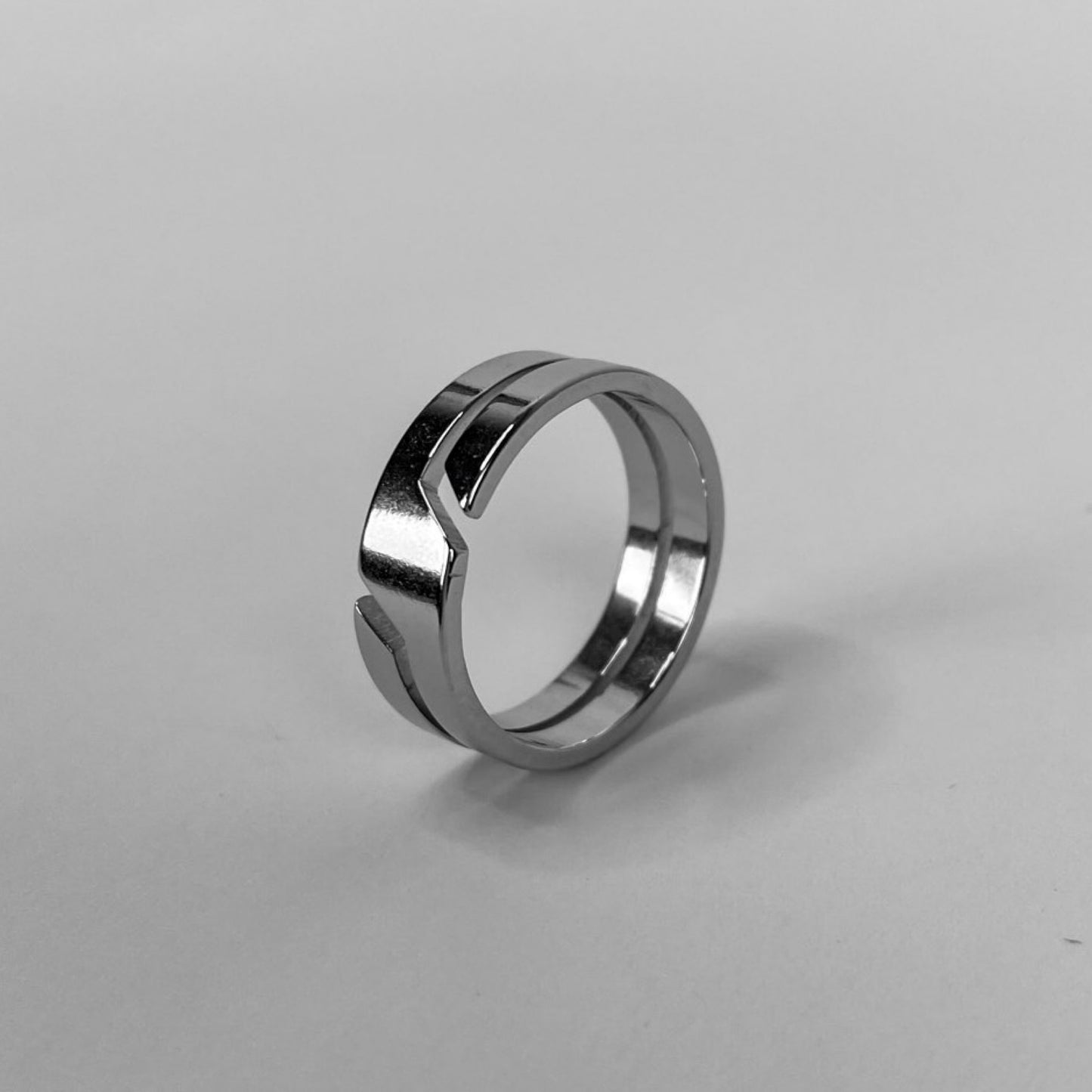 Silver Cutout Stainless Steel Ring