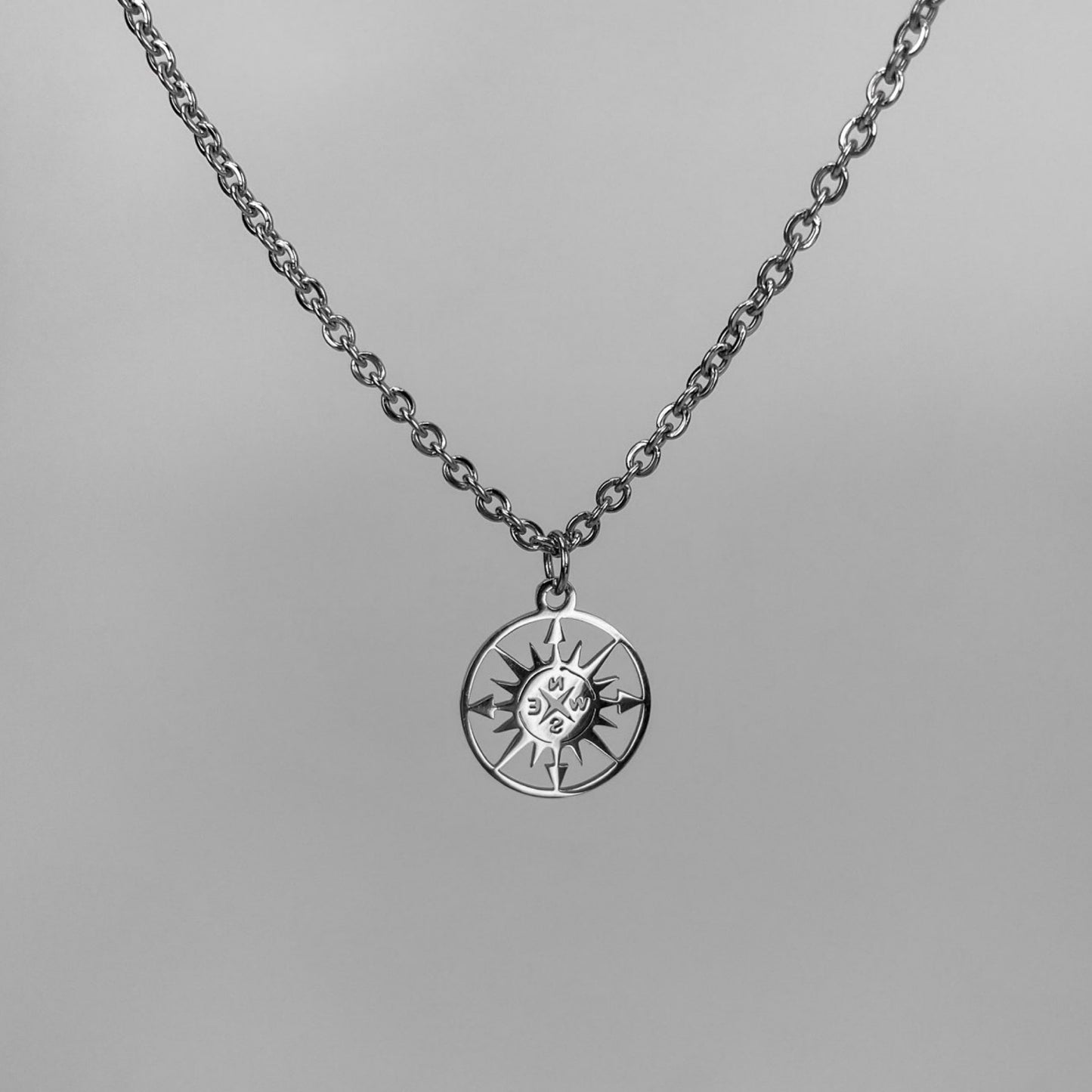 Compass Pendant Stainless Steel Necklace