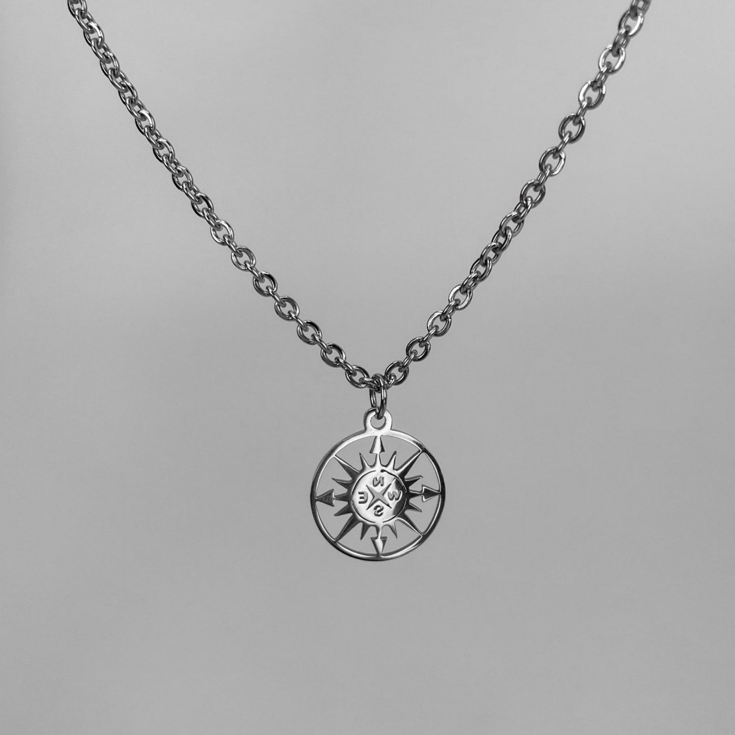 Compass Pendant Stainless Steel Necklace