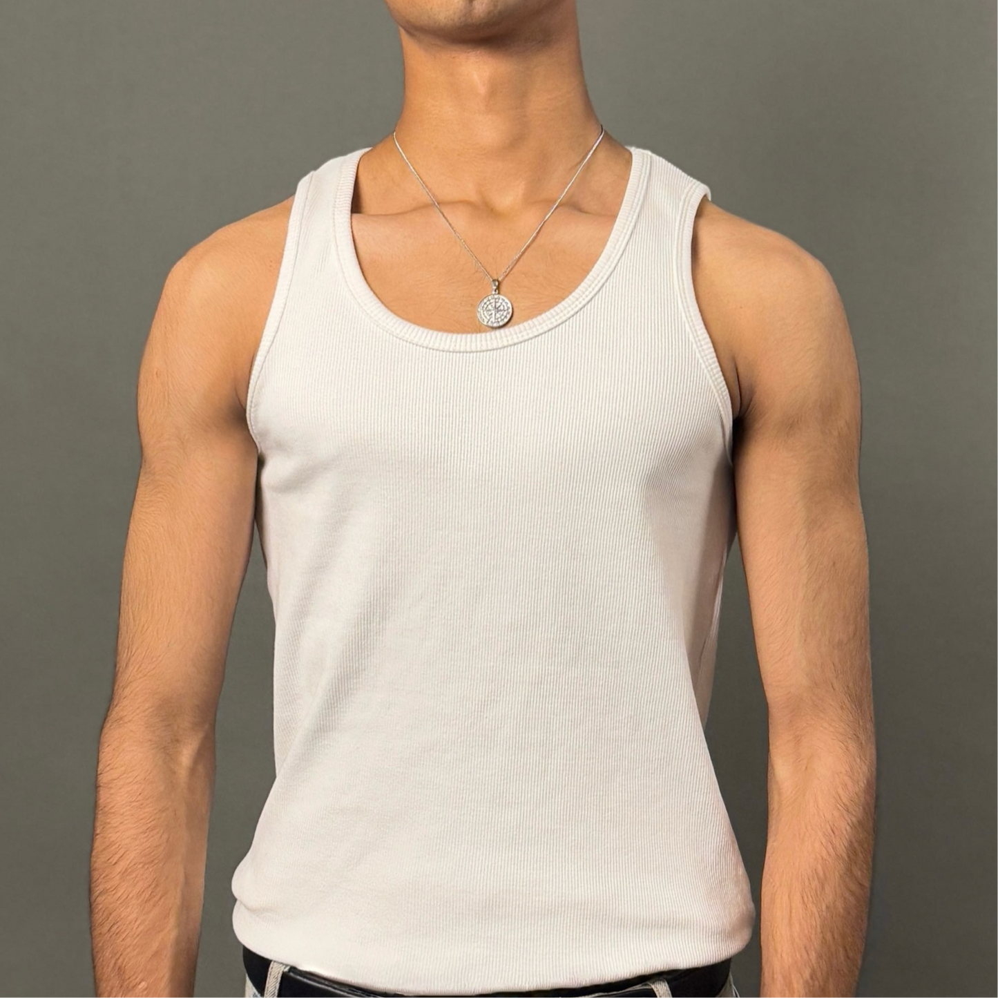 White Ribbed Vest