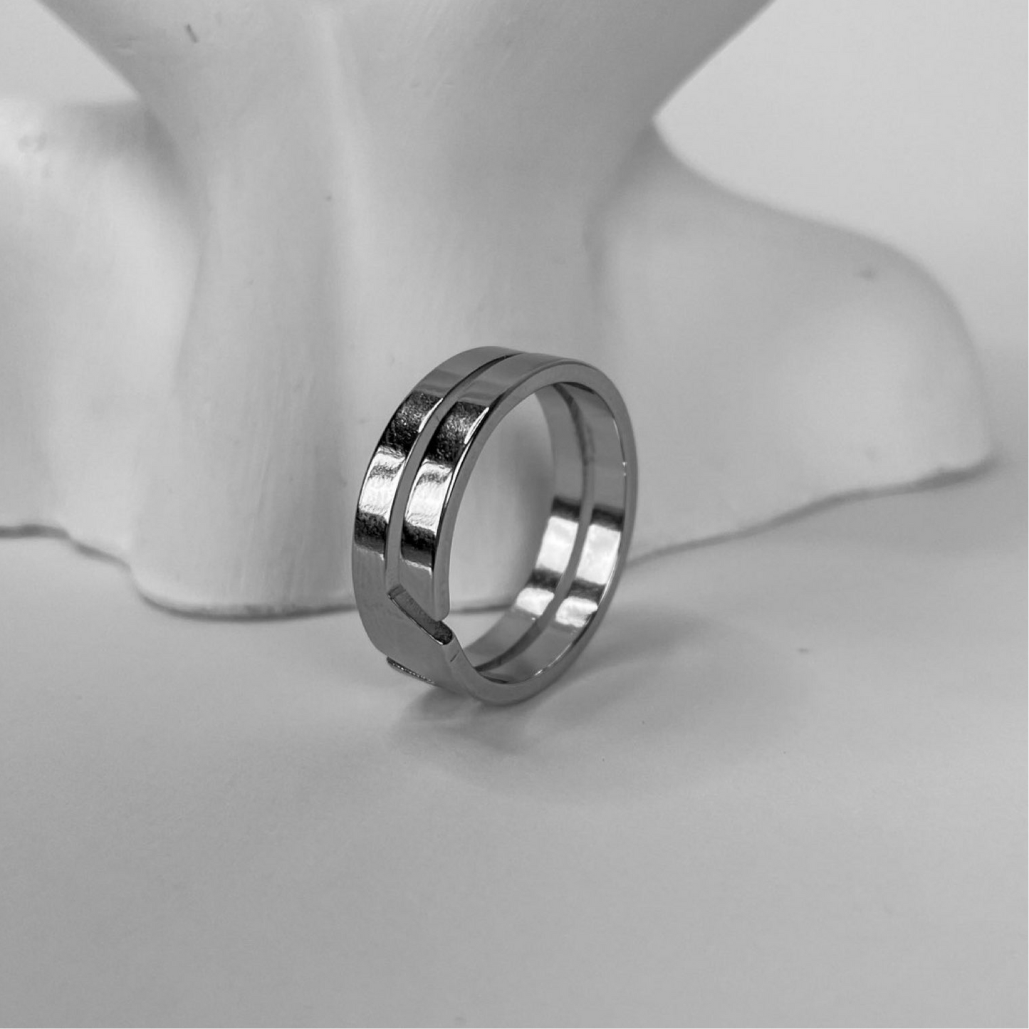 Silver Cutout Stainless Steel Ring