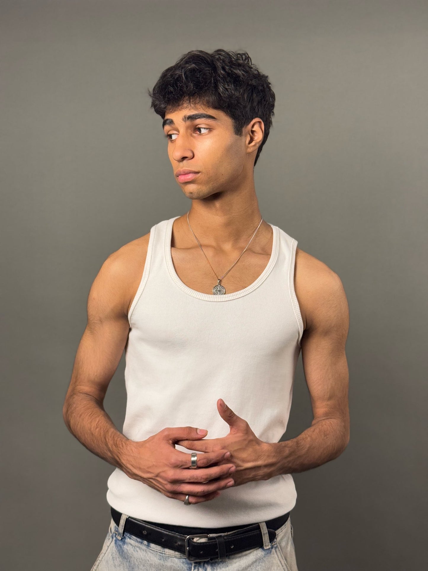 White Ribbed Vest