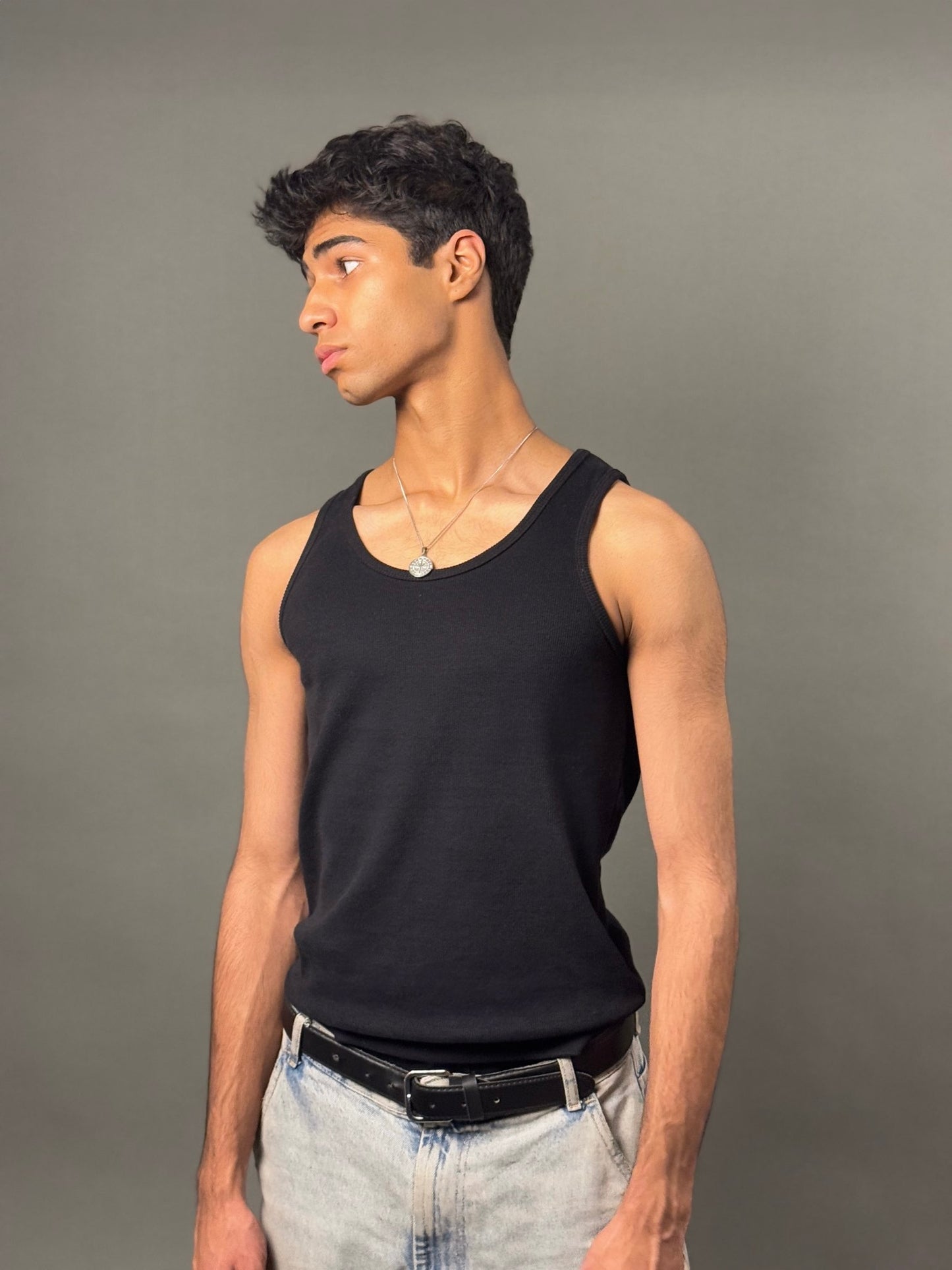 Black Ribbed Vest