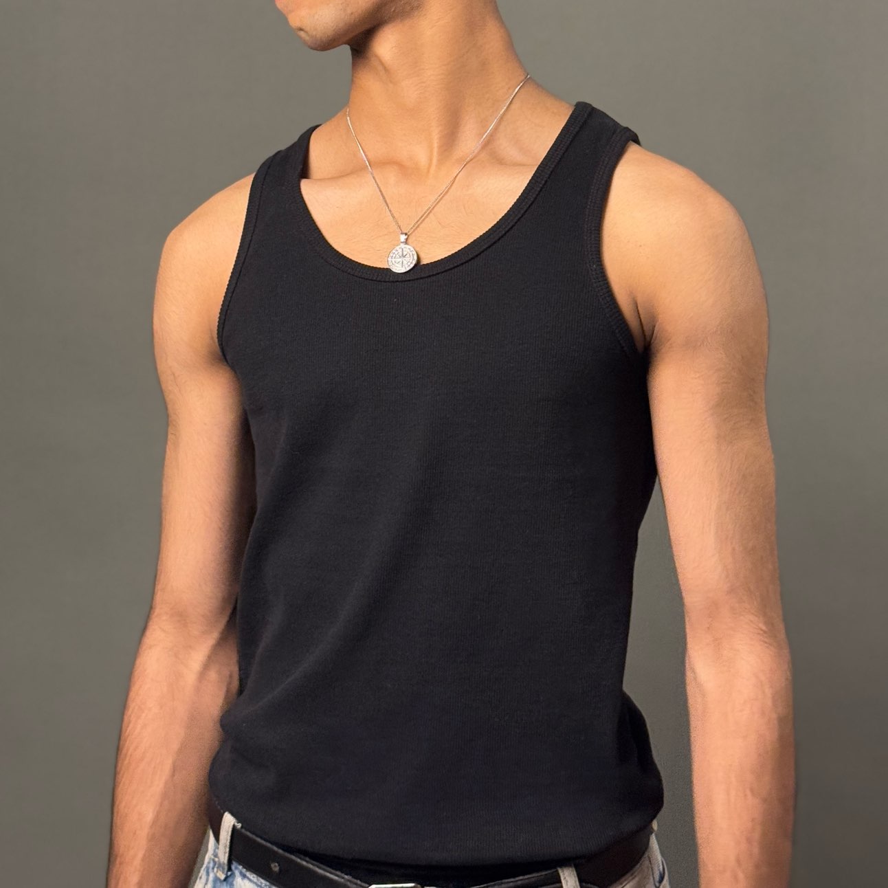 Black Ribbed Vest