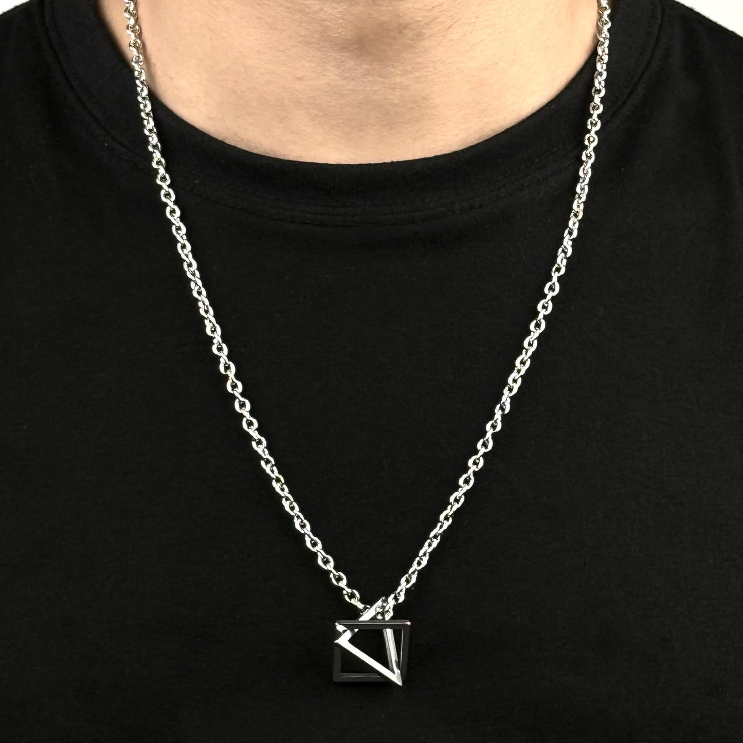 Tri Square Pendant Necklace