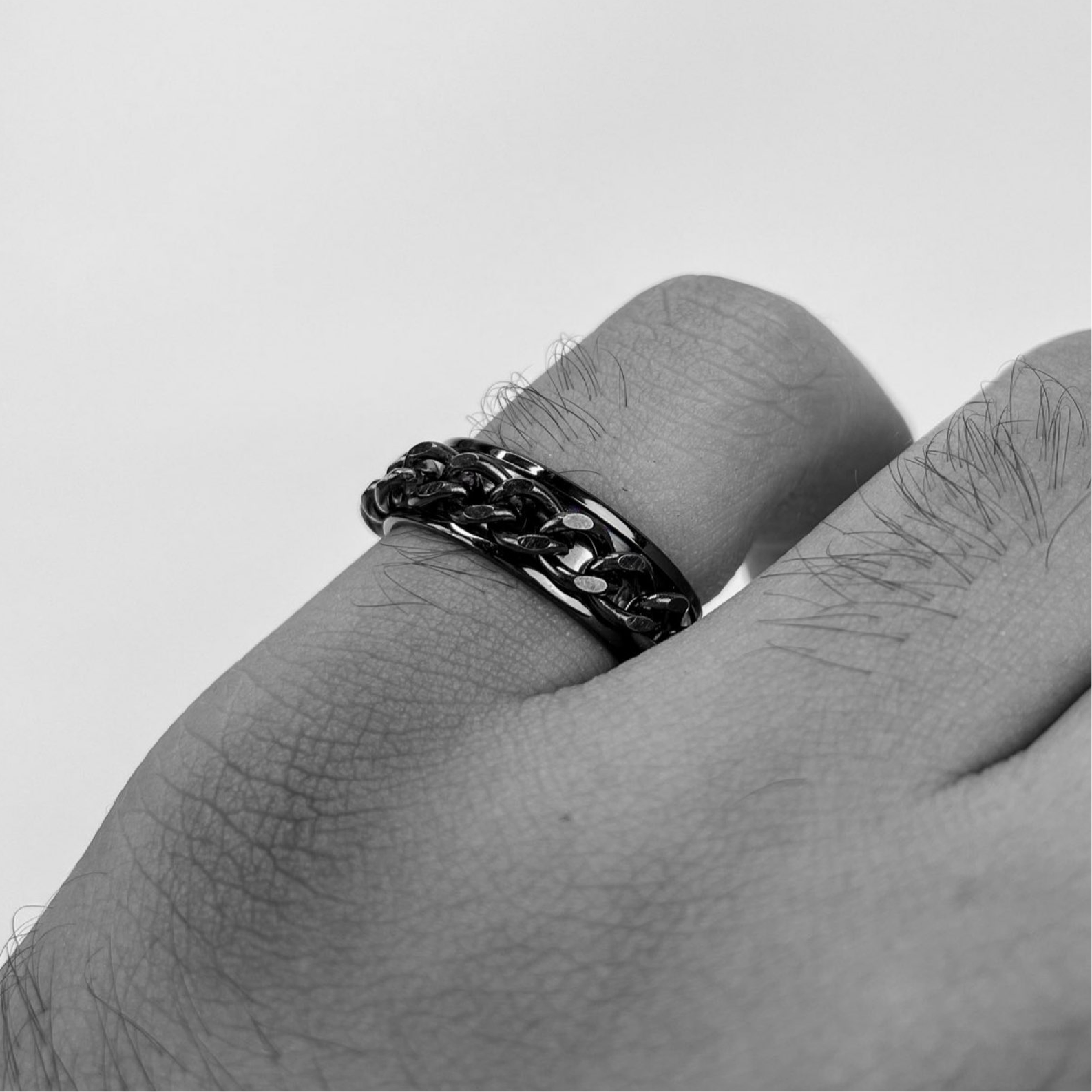 Black Stainless Steel Chain Ring – SLVR
