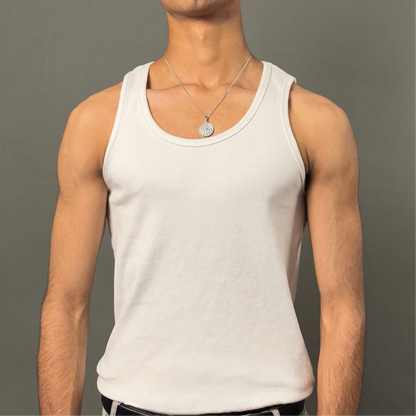 White Ribbed Vest