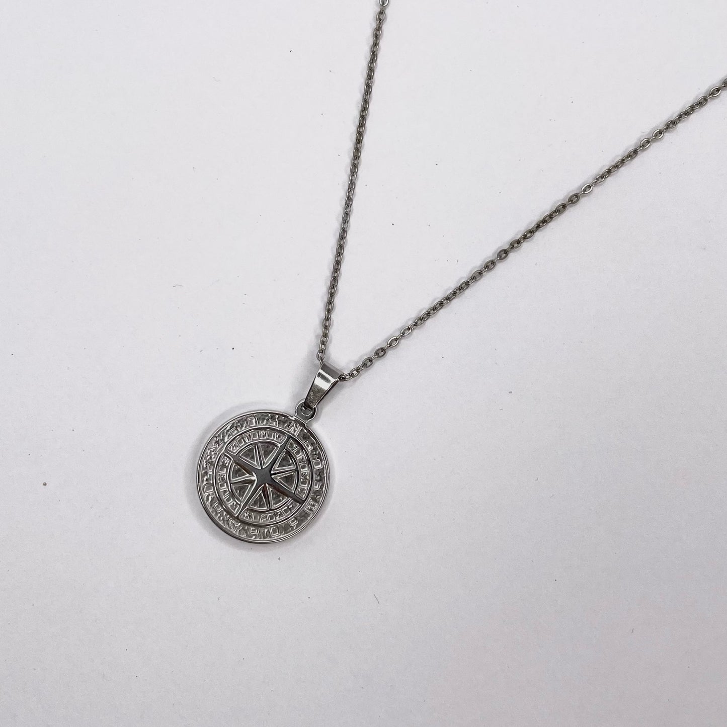 Pathfinder Compass Pendant Stainless Steel Necklace