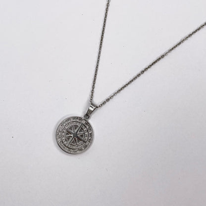 Pathfinder Compass Pendant Stainless Steel Necklace