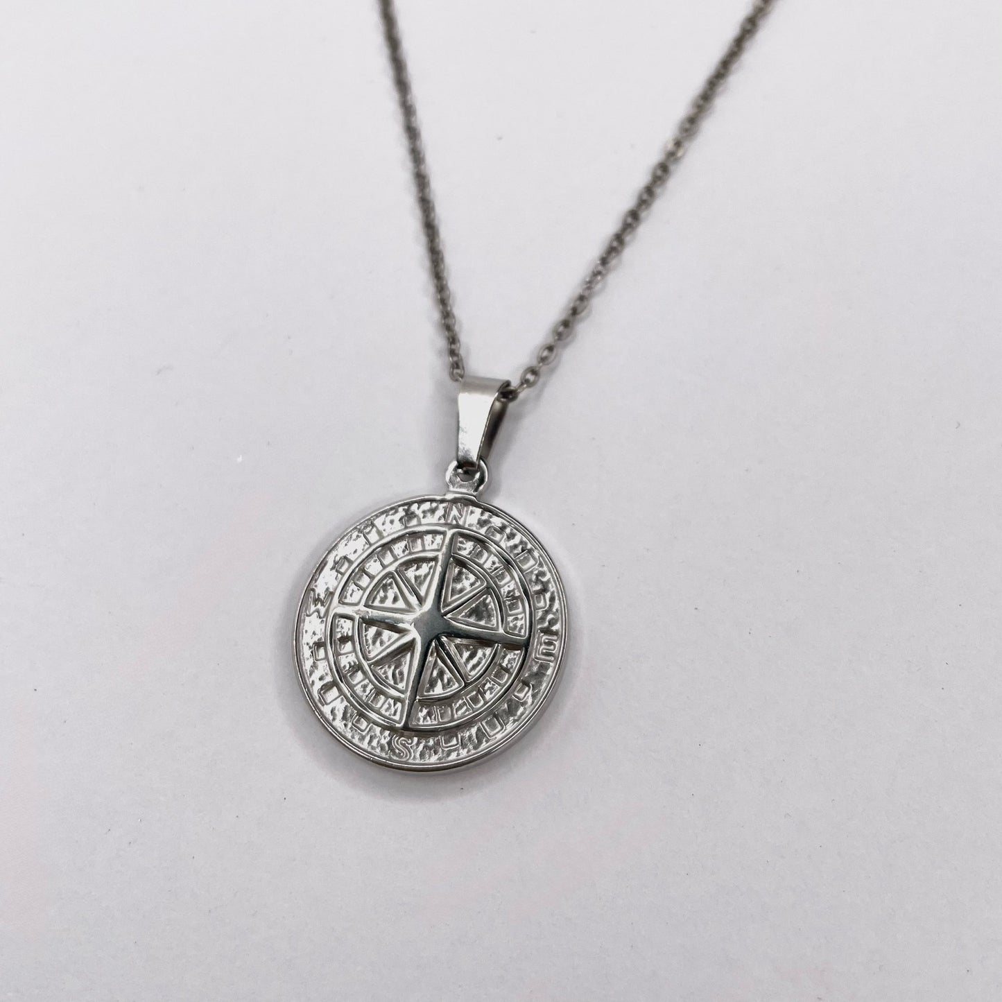 Pathfinder Compass Pendant Stainless Steel Necklace