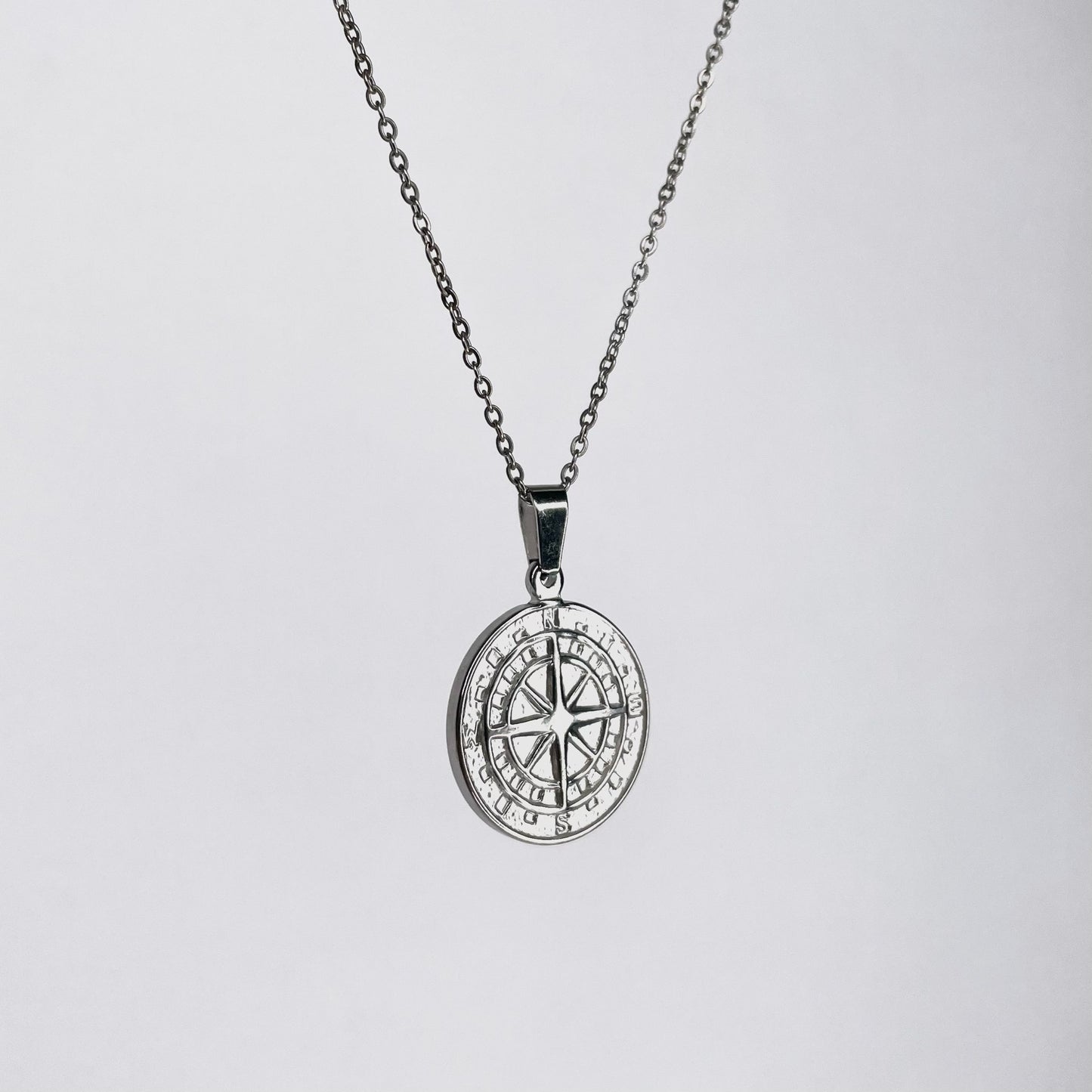 Pathfinder Compass Pendant Stainless Steel Necklace
