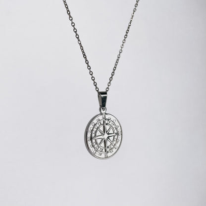 Pathfinder Compass Pendant Stainless Steel Necklace